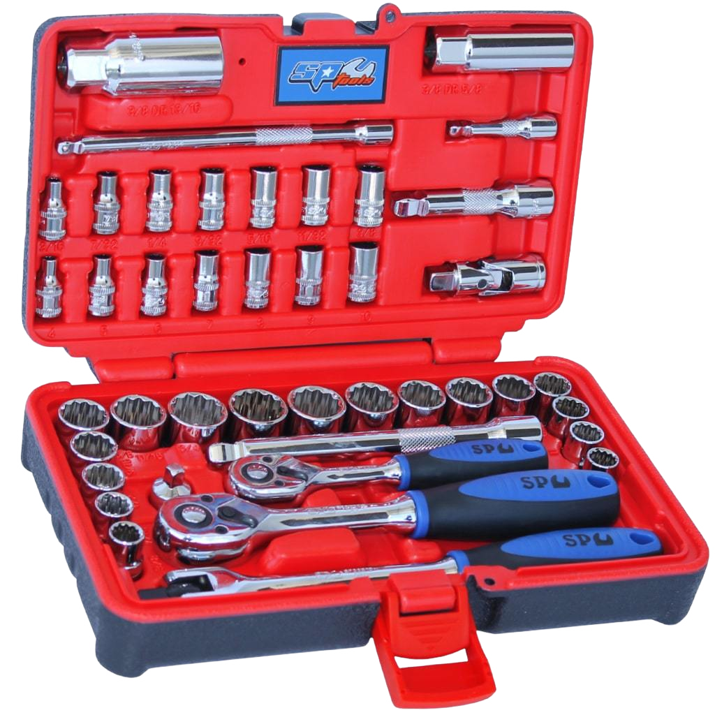Coffret de douilles 1/4'' 3/8'' métrique et pouces - 42 pièces | SP Tools Default Title