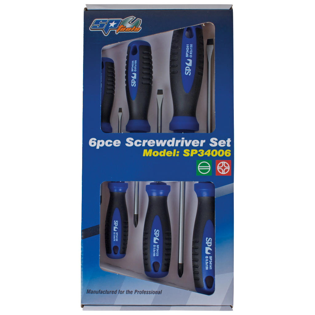 Jeu de tournevis cruciformes Phillips et fentes (plats) - 6 pièces | SP Tools Default Title