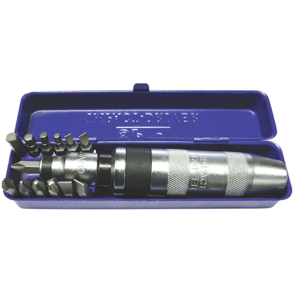 Tournevis à frapper avec embouts intercheangeables - 13 pièces dont 12 embouts cruciformes Phillips, fentes et hexagonaux | SP Tools Default Title