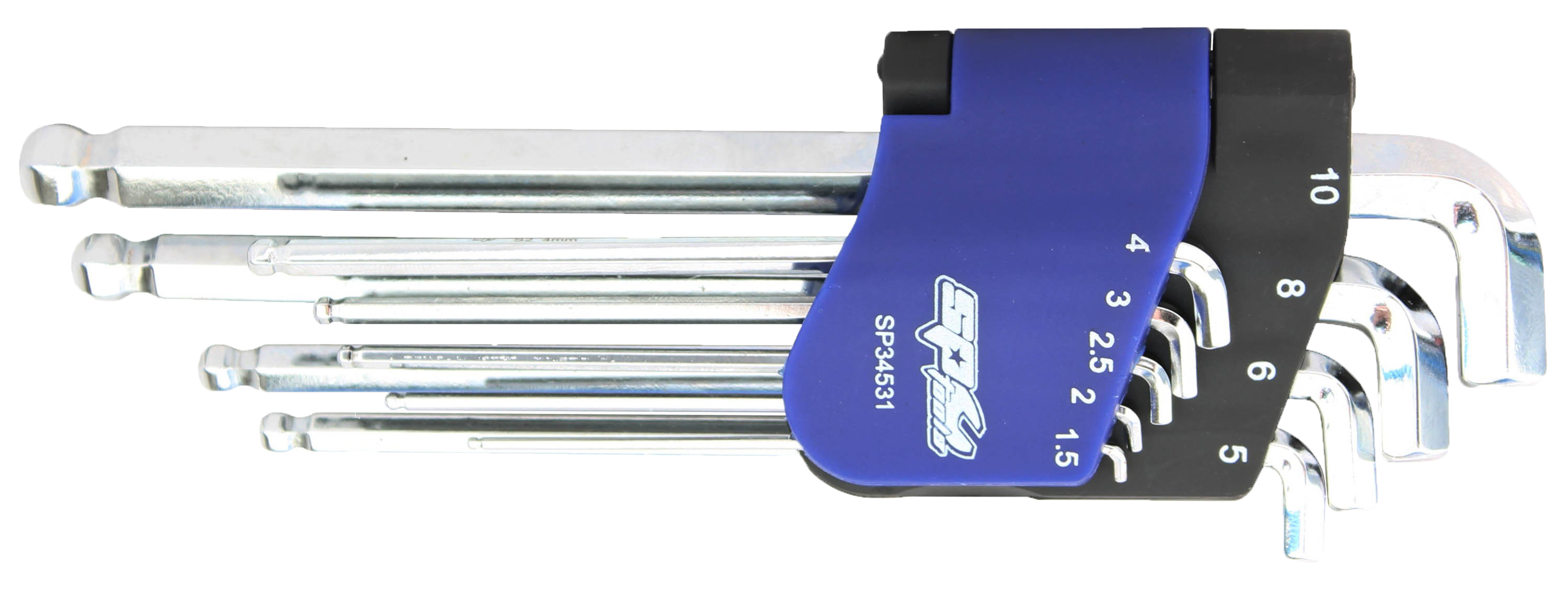 Jeu de clés mâles courtes 6 pans à tête sphérique - de 1,5 à 10 mm - 9 pièces | SP Tools Default Title