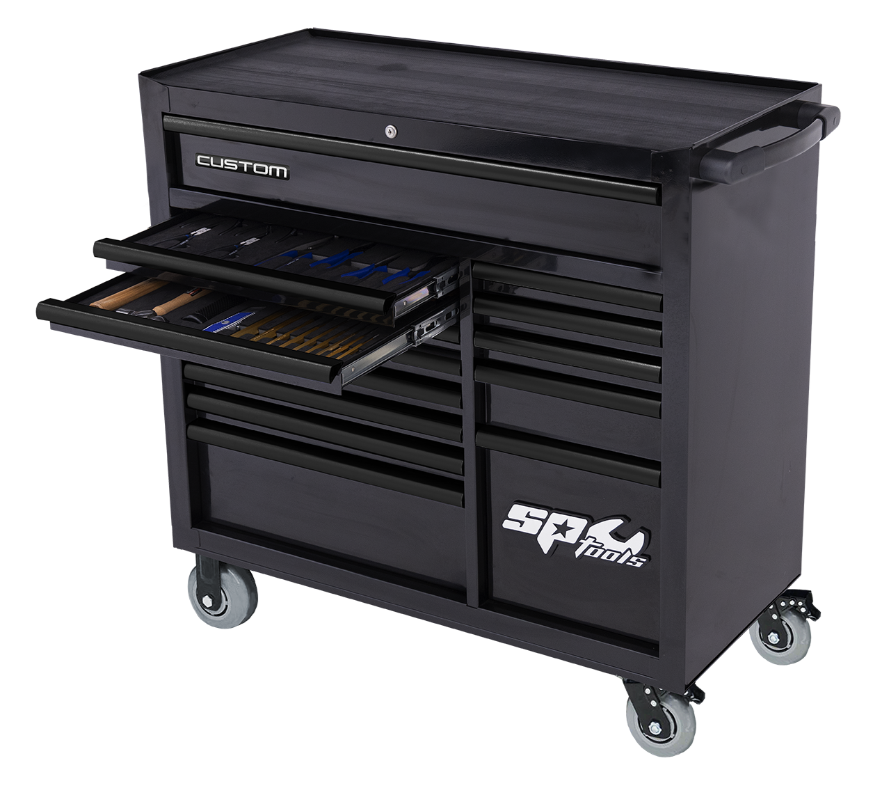 Servante XL 14 tiroirs équipée - 410 pièces | SP Tools Noir