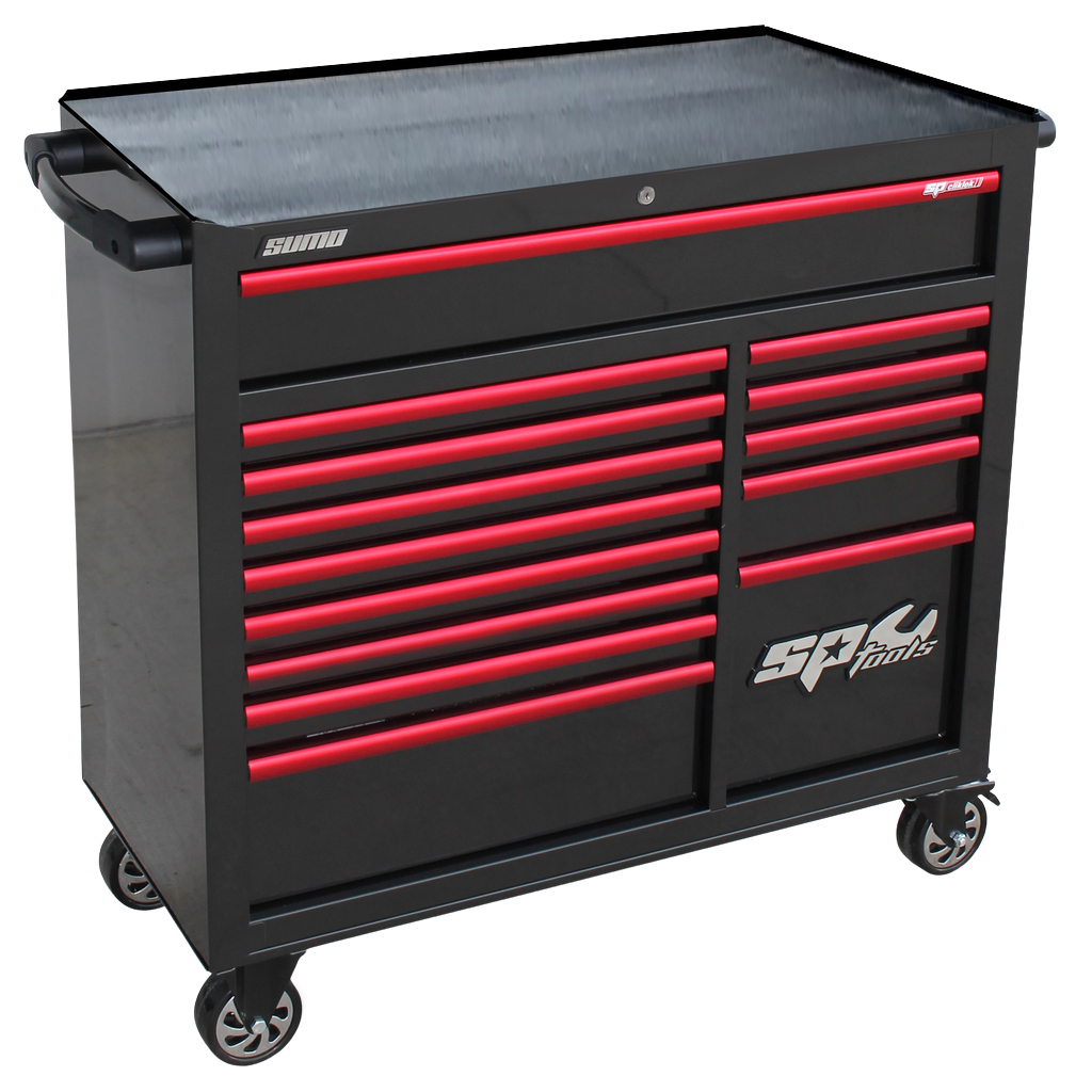 Servante XL Custom 14 tiroirs | SP Tools Noir Rouge