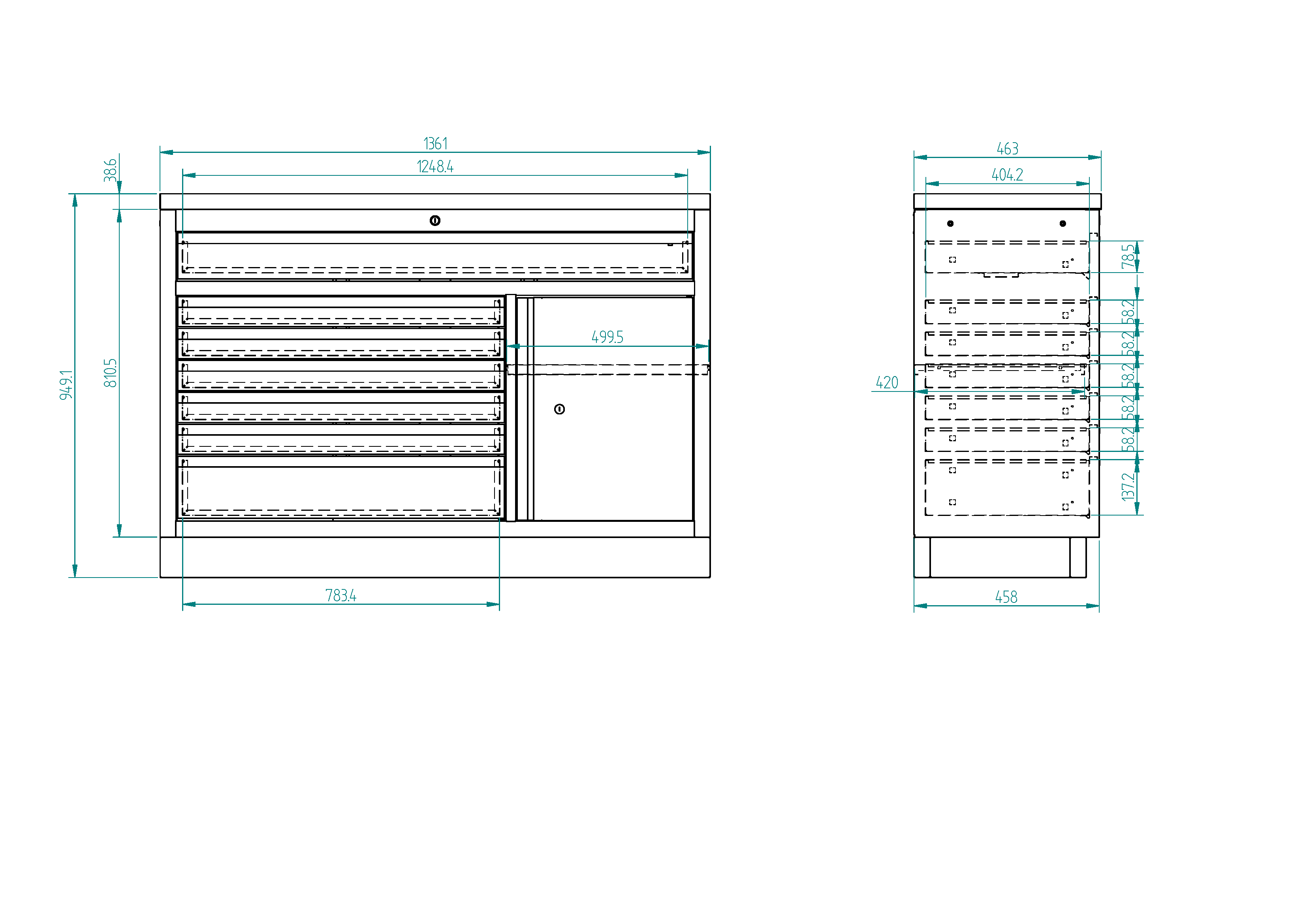 Module double avec tiroirs et porte | SP Tools