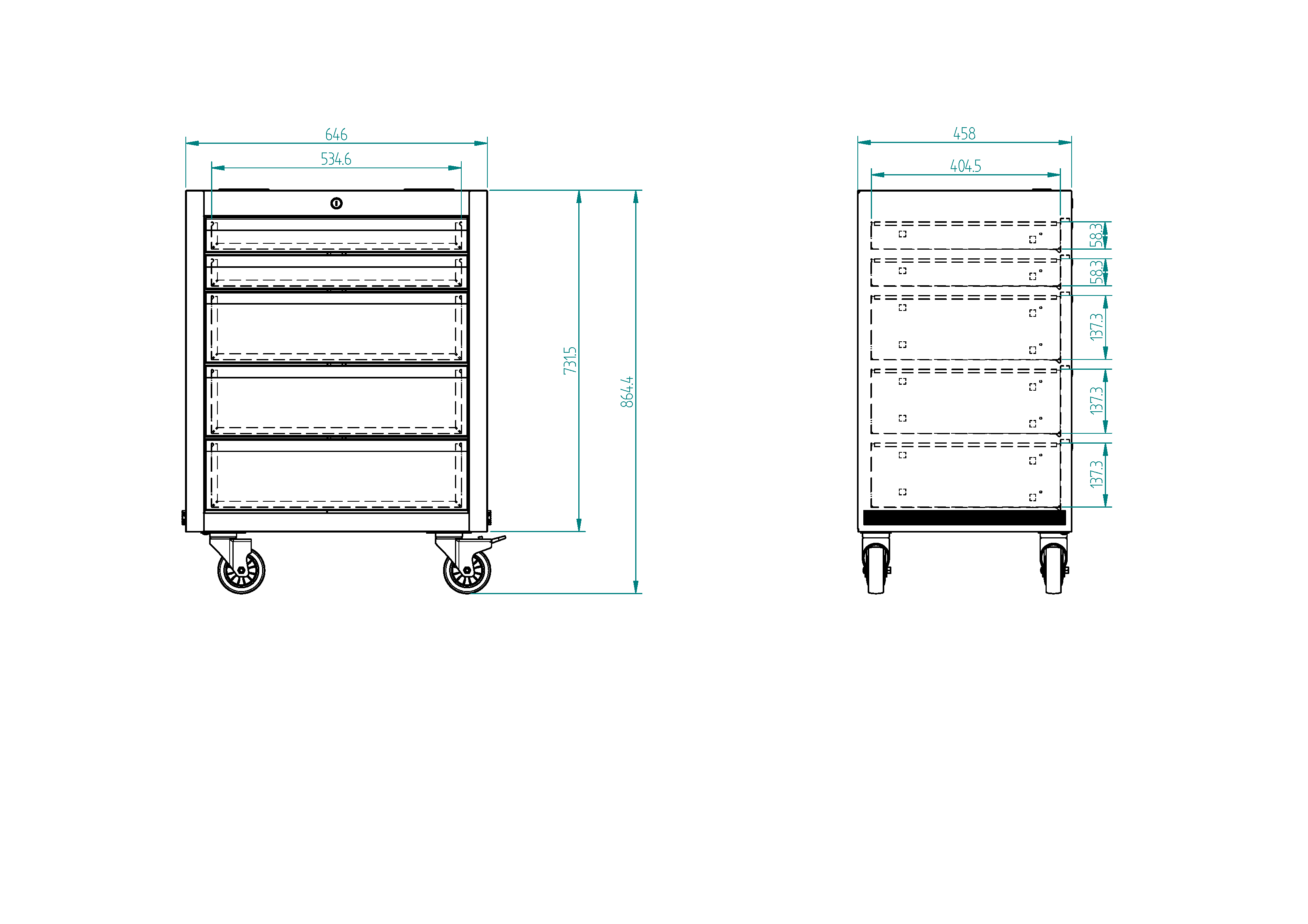 Servante 5 tiroirs pour mobilier | SP Tools