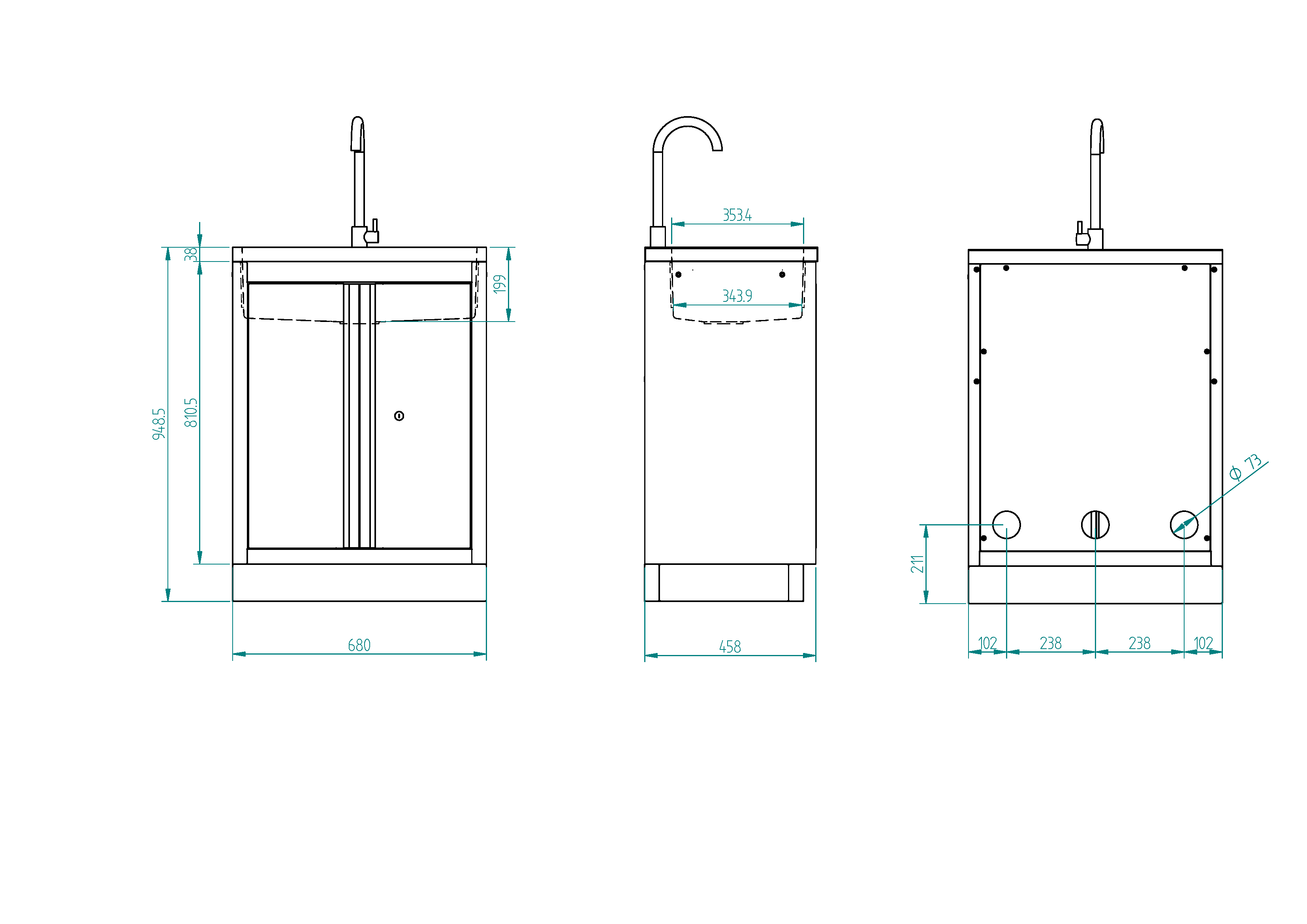 Armoire basse 2 porte avec évier | SP Tools