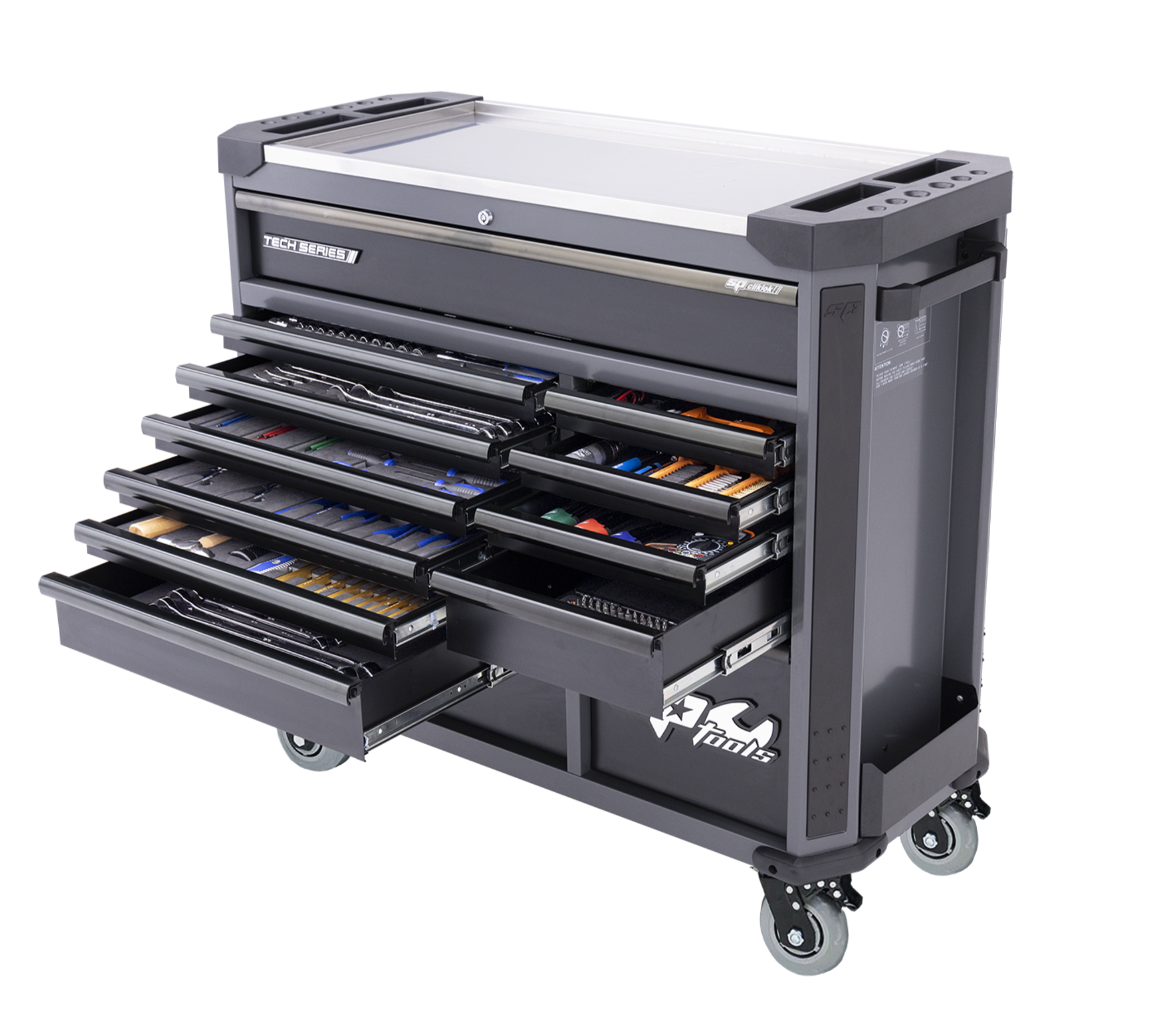 Servante XL 13 tiroirs équipée - 396 pièces | SP Tools Noir