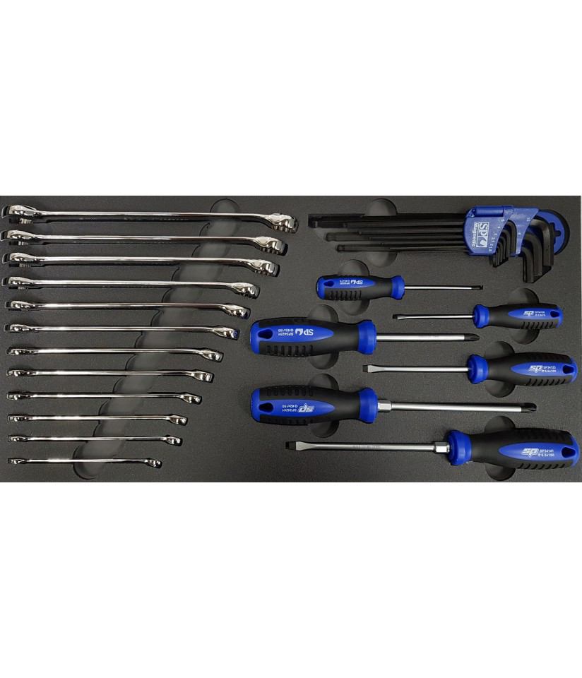 Coffre à outils 7 tiroirs équipé - 105 pièces d'outillages incluses - Gamme Custom Series | SP Tools