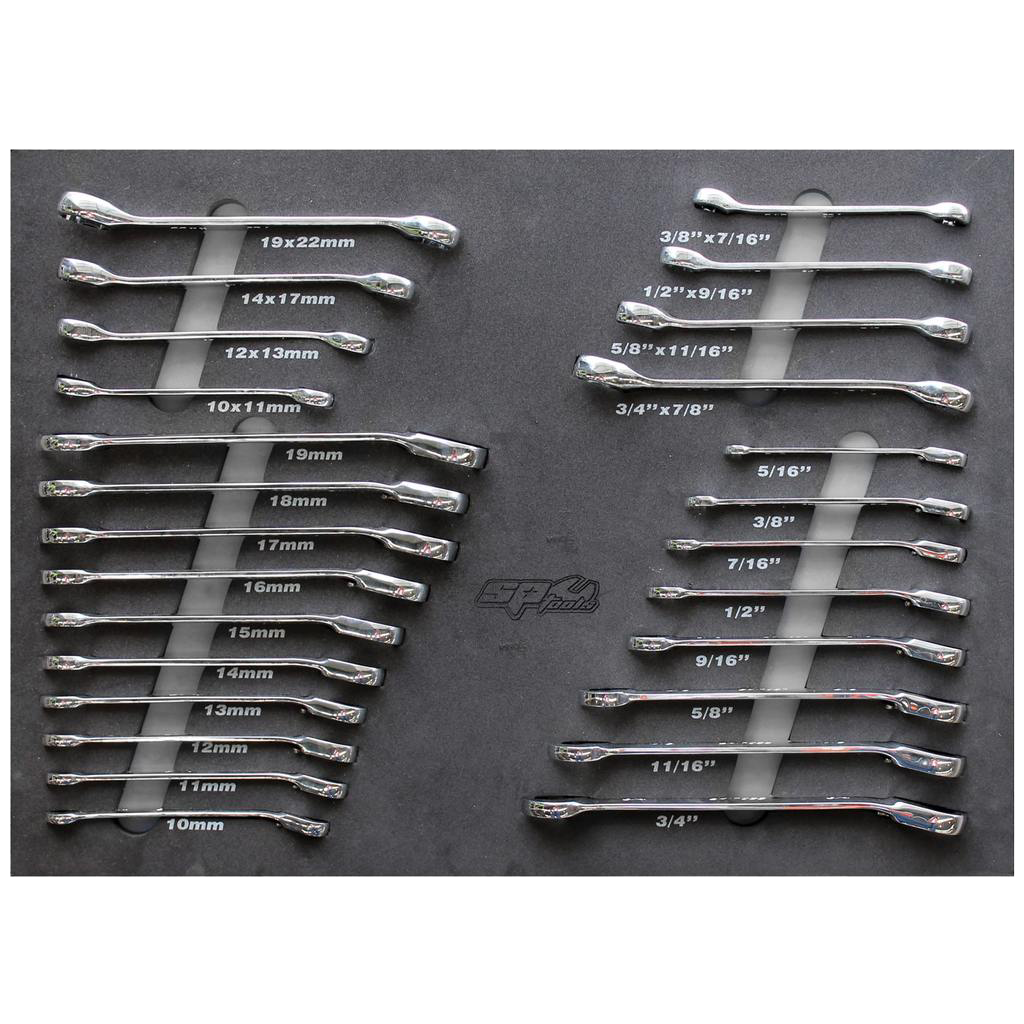 Module clés mixtes à cliquet et à tuyauter métrique et pouces - 26pcs (M) | SP Tools Default Title