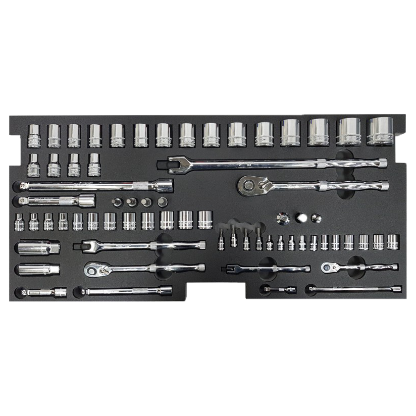 Module douilles et accessoires 1/4'' - 3/8'' - 1/2'' pour coffre avec cliquet étanches - 67pcs (XS) | SP Tools Default Title