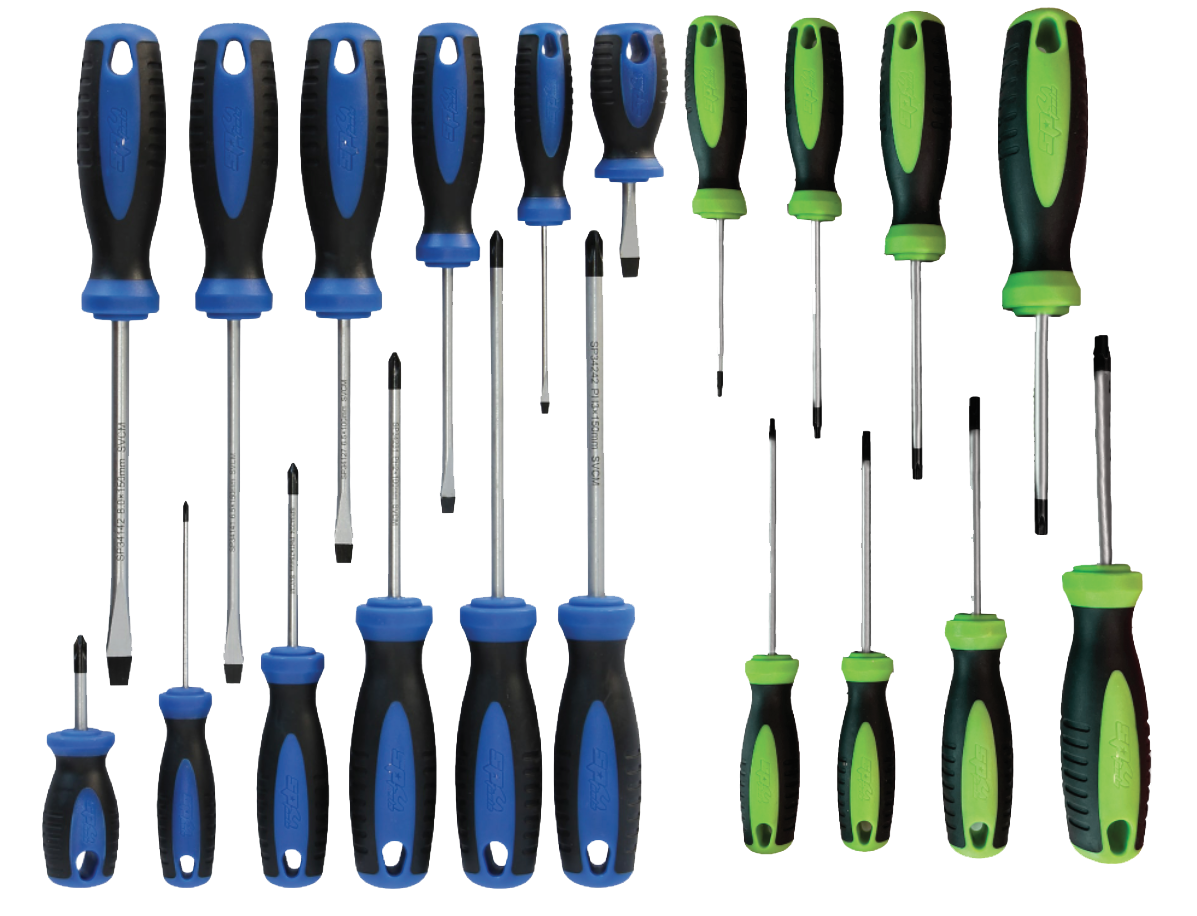 Jeu de tournevis cruciformes Phillips, fentes (plats) et Torx - 20 pièces | SP Tools Default Title