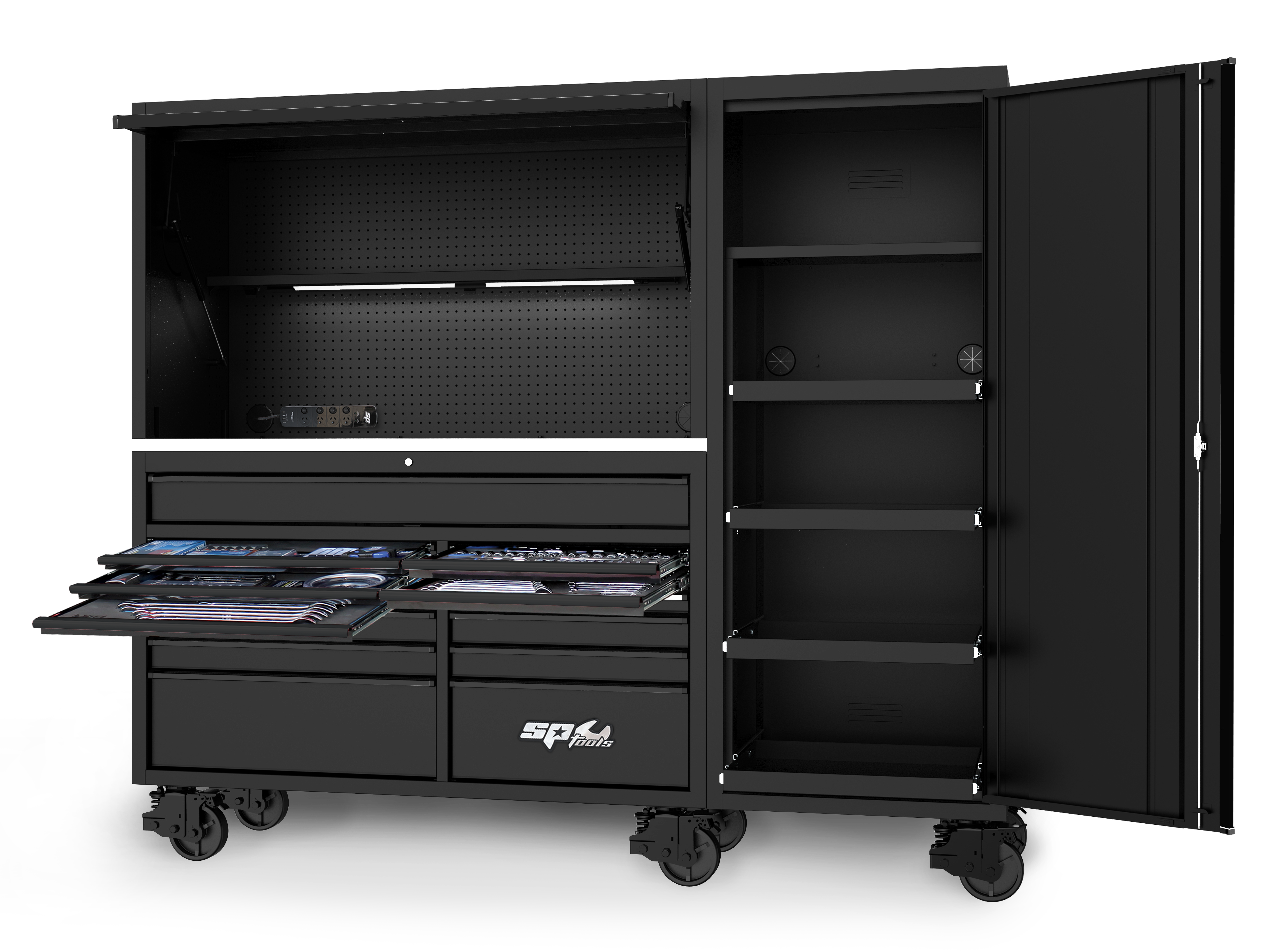 Établi roulant SUMO avec coffre et armoire latérale | SP Tools