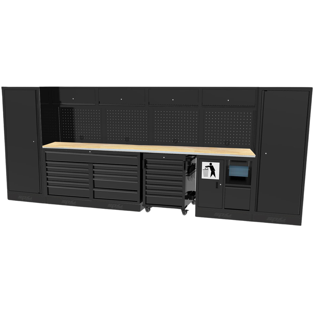 Composition 4 modules panneaux perforés avec servante et 2 armoires 1 porte USA | SP Tools Bois