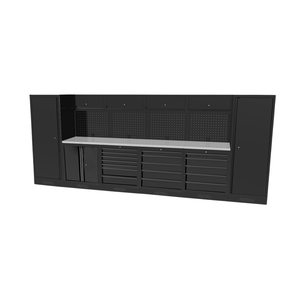 Composition 4 modules panneaux perforés avec 2 armoires 1 porte USA | SP Tools Inox