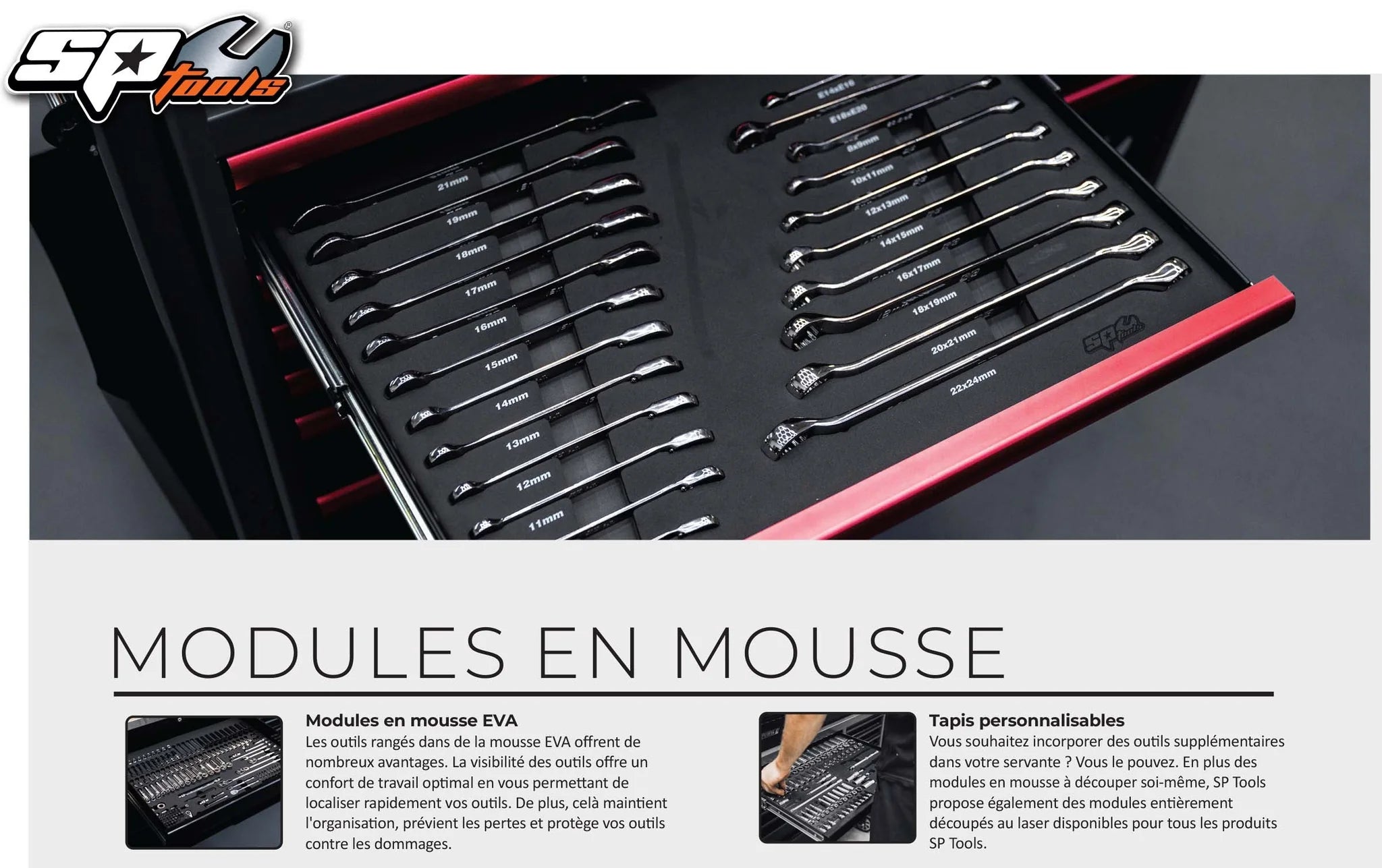 Module 1/4", 3/8" douilles empreintes cliquets accessoires - 256 pièces (M+) | SP Tools