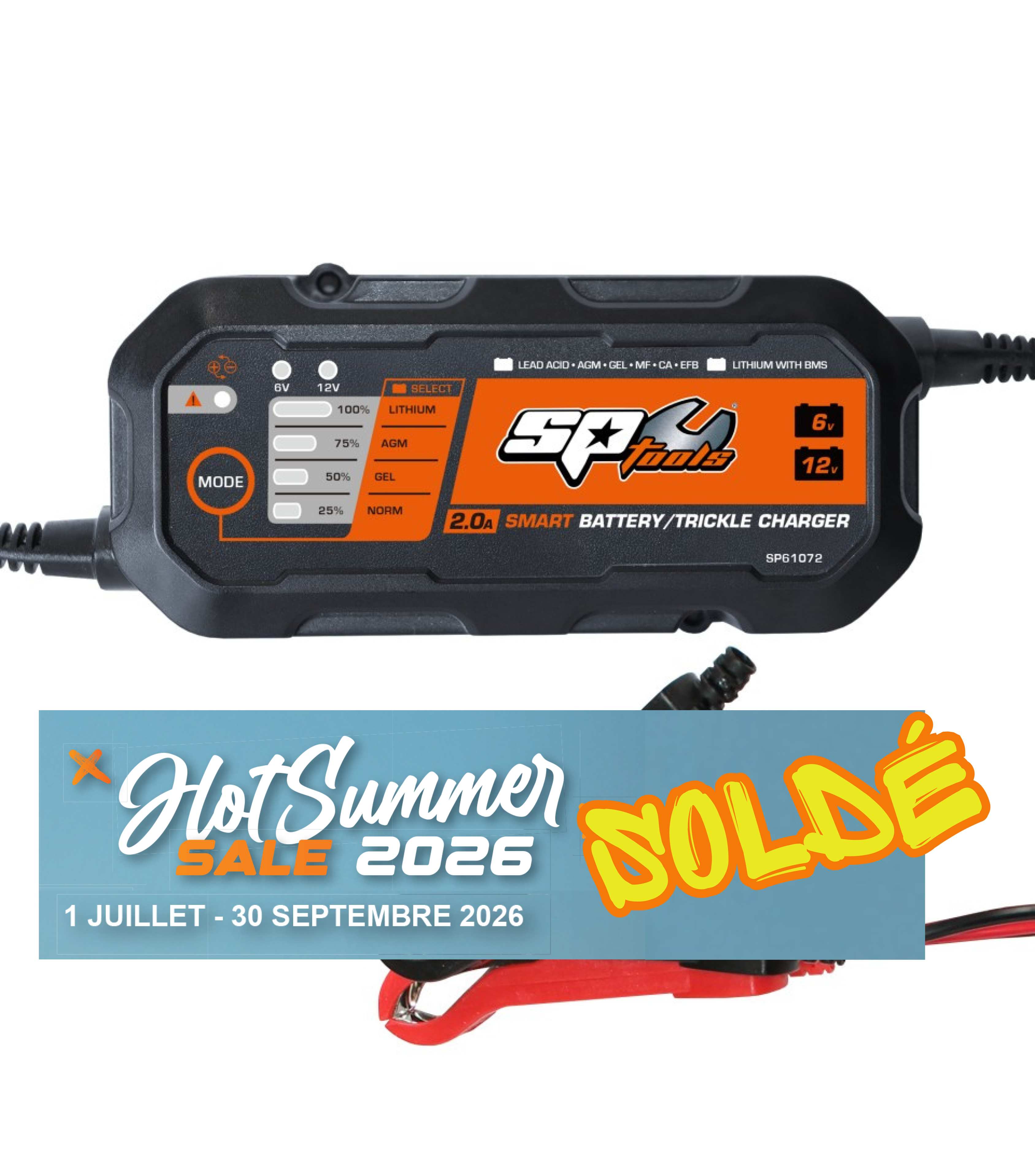 Chargeur de batterie et maintien de charge 2,0 Amp | SP Tools | SP61072