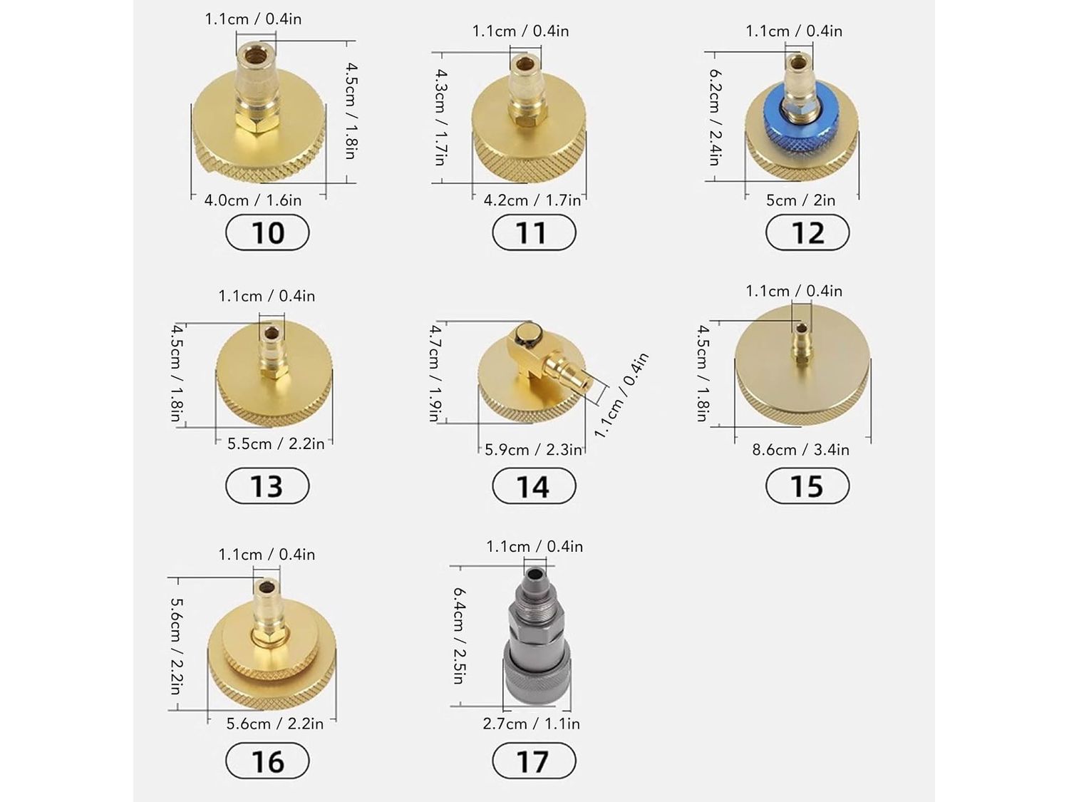 Adaptateurs universels pour purgeur de freins et d'embrayages électrique compact (17pc)