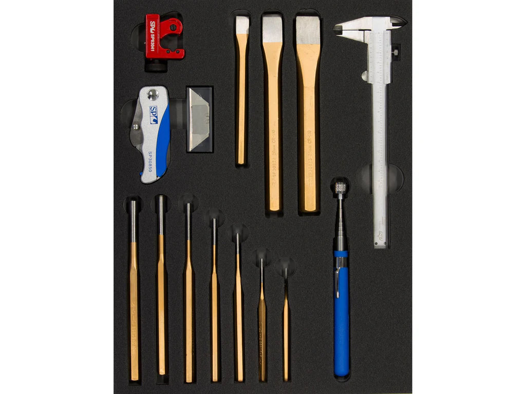 Servante XL 14 tiroirs dont 10 équipés de 464 outils CUSTOM SERIES Noire/Rouge | SP Tools