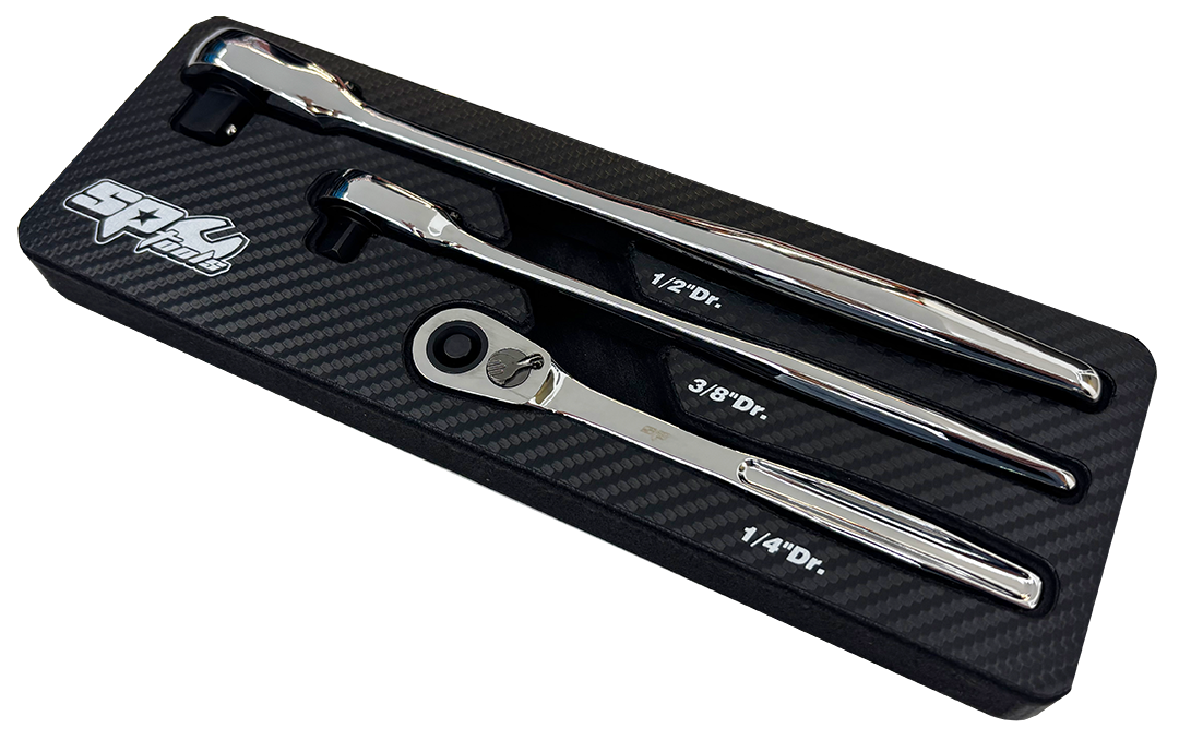 Assortiment de cliquets Slimline 1/4'' 3/8'' 1/2'' étanches - 90 dents - 3 pièces | SP Tools | SP29349