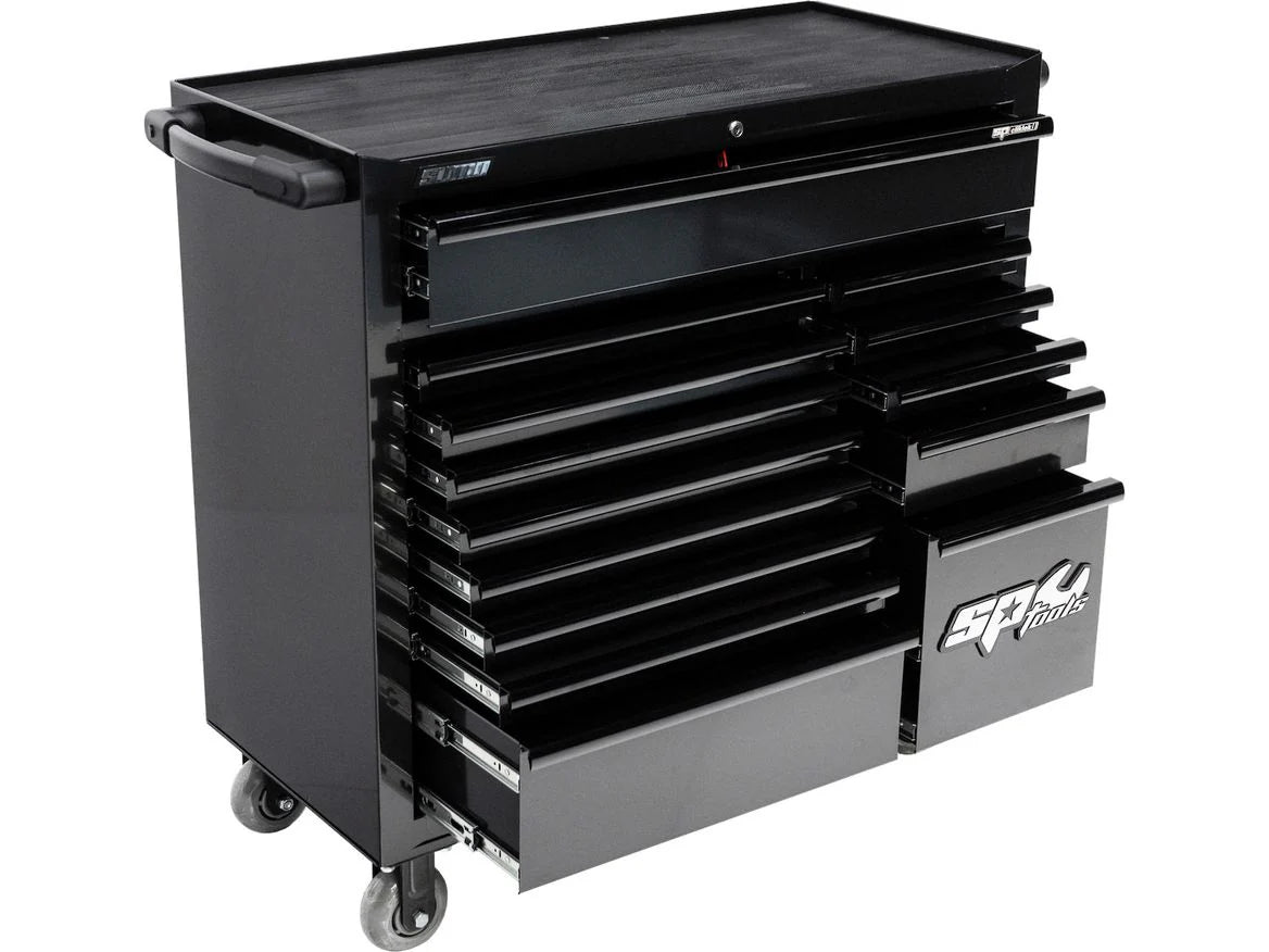 Servante MOTOS XL 14 tiroirs dont 9 équipés de 363 outils CUSTOM SERIES Noire | SP Tools