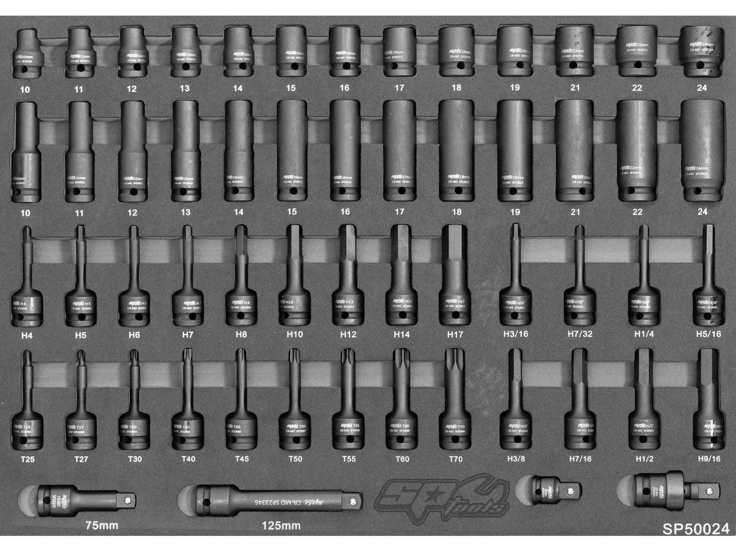 Servante MOTOS XL 14 tiroirs dont 9 équipés de 363 outils CUSTOM SERIES Noire | SP Tools