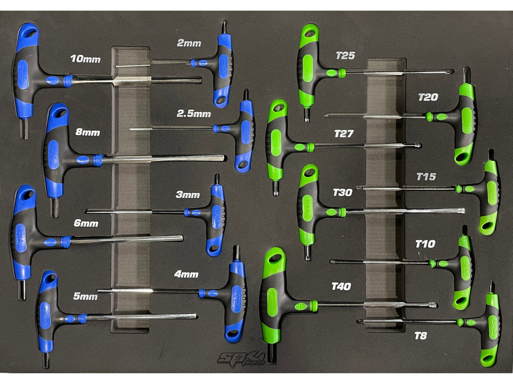 Servante MOTOS 9 tiroirs dont 8 équipés de 339 outils CUSTOM SERIES Noire/Bleue | SP Tools