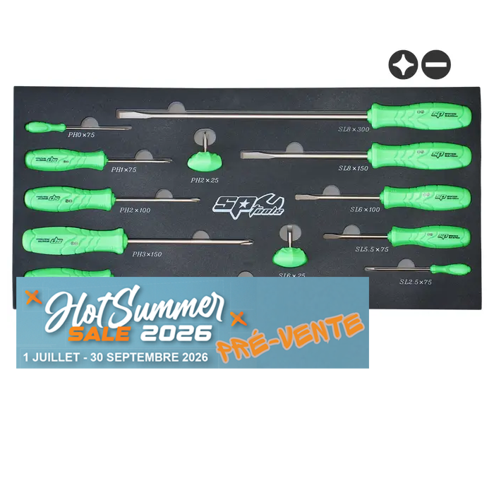 Module tournevis Phillips et Plats Slimeline - 12 pièces (S) | SP Tools | SP34003G