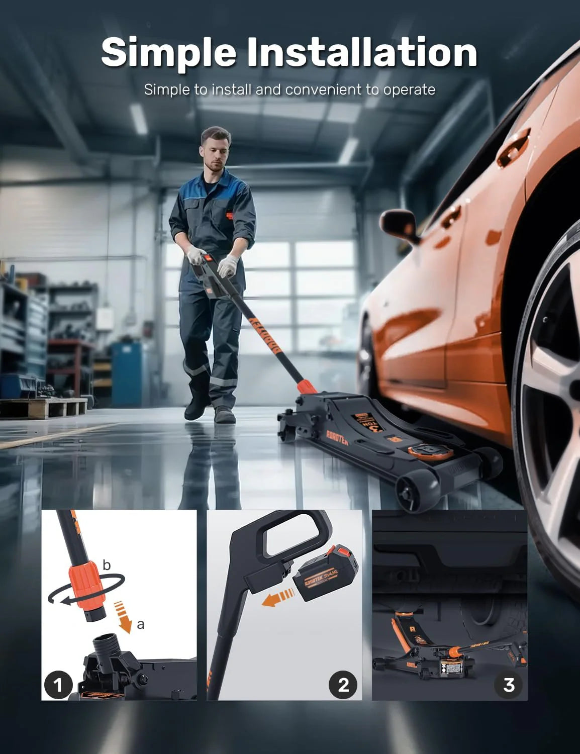 Cric électrique profil bas, 3 tonnes