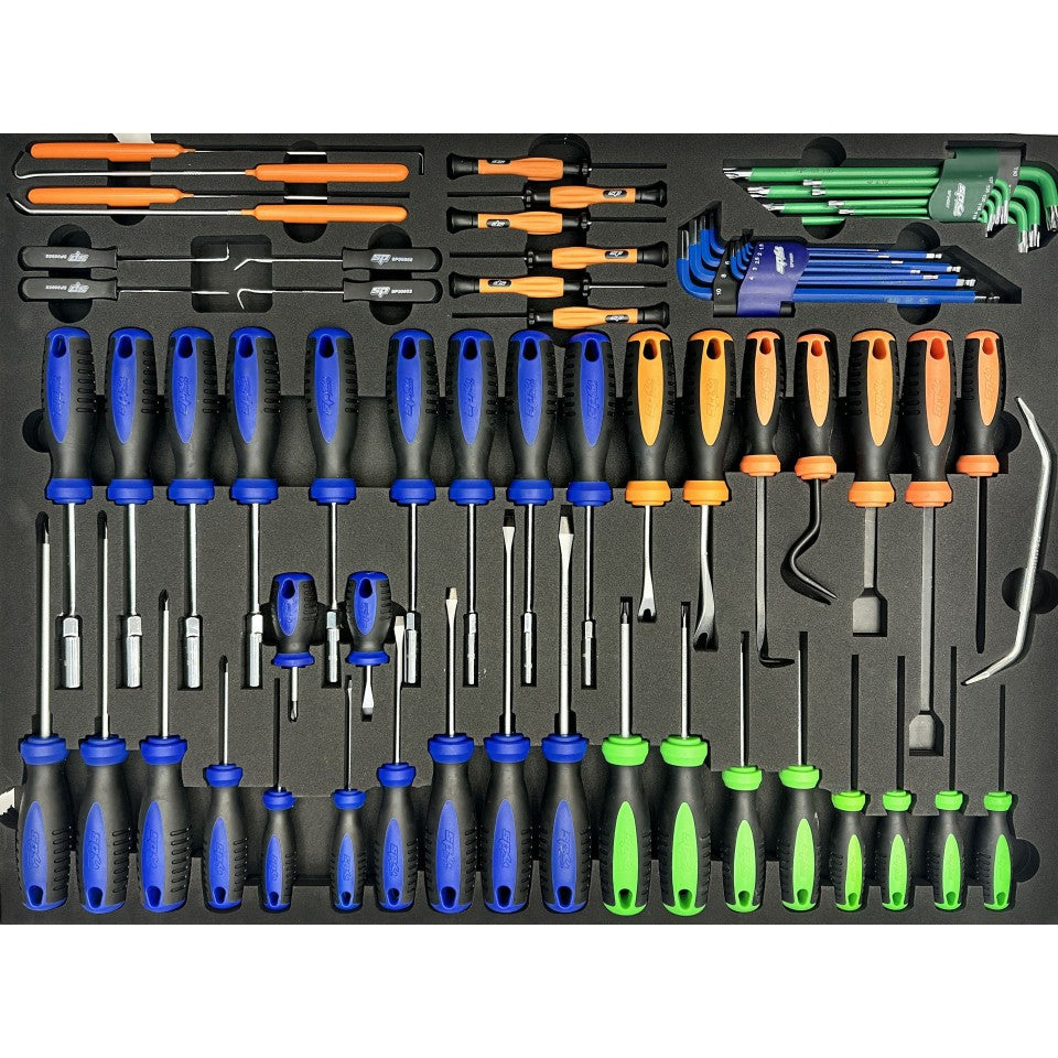 Module complet tournevis, crochets, grattoirs - 70 pièces (XL) | SP Tools | SPUSS033