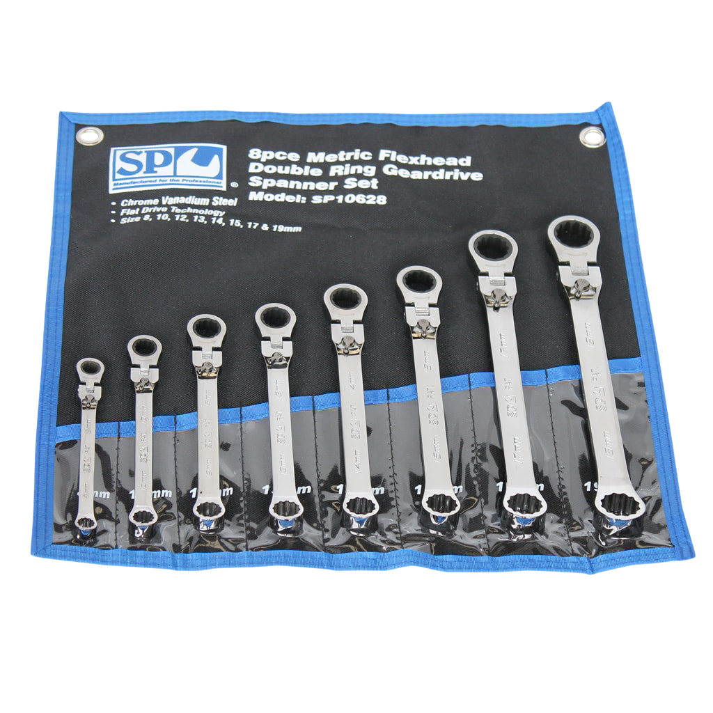 Jeu de clés polygonales à cliquet réversible articulées - de 8 à 19 mm - 8 pièces | SP Tools Default Title